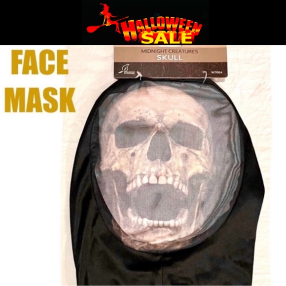 🎃SEASONS INC midnight creatures skull hooded mesh mask size ADULT - Picture 1 of 8